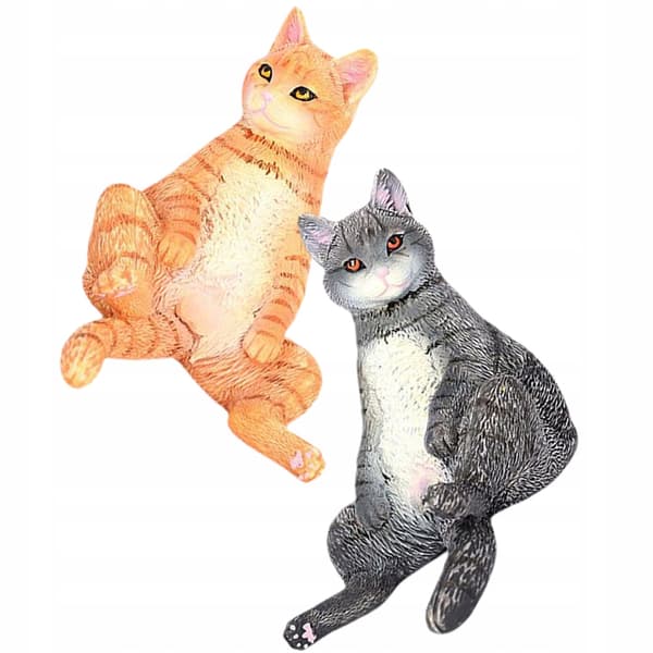 2 COLOURFUL CAT FIGURINES FOR INTERIOR DECORATION
