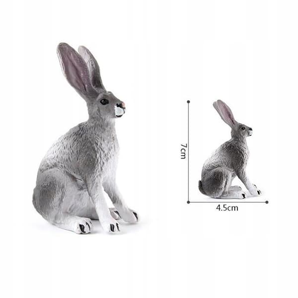 Realistic Forest Animals: Pet Rabbit Action Figures – Grey Crouching Rabbit