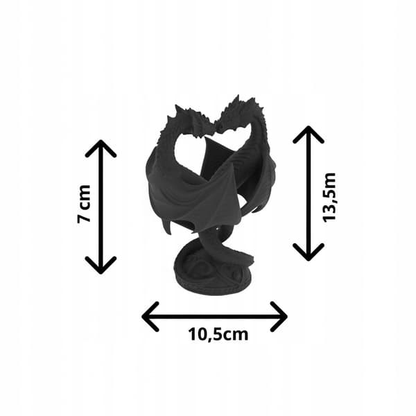 DECORATIVE FIGURINE: TWO DRAGONS AND A HEART ON A BASE – MANY COLOURS