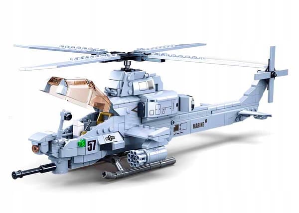 Viper AH-1Z Helicopter Building Blocks: ATTACK HELICOPTER (2-piece set) FIGURES + LEGO WEAPONS