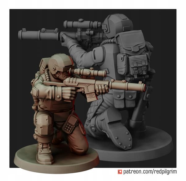 Airborn Sniper Team x3 Red Pilgrim Miniatures 28 m