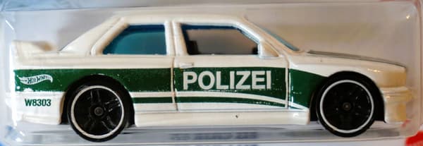HOT WHEELS 92 BMW M3 POLIZEI UNIQUE + PROTECTOR – NEW SPRING-DRIVE CAR
