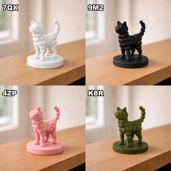 DECORATIVE FIGURINE: BUBBLE CAT ON A STAND FOR INTERIORS – MANY COLOURS AVAILABLE