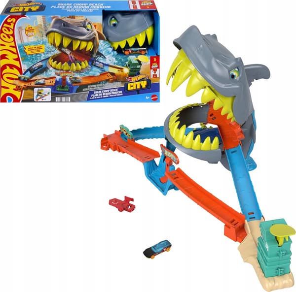 Hot Wheels Shark Track Clash + 1:64 Scale Car 2-in-1 Set