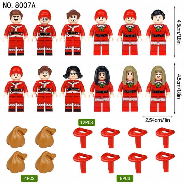 Christmas Minifigures (12 pcs.) + Accessories – Educational Building Blocks Set