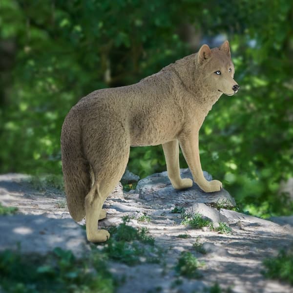 FIGURINE: LEAF-EATING WOLF TOY FIGURINE – WILDLIFE SIMULATION MODEL