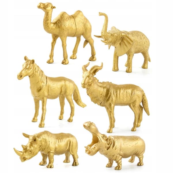 Zoo Animal Figures Simulation Model Figurines: Deer, Lion, Giraffe (8-piece set)