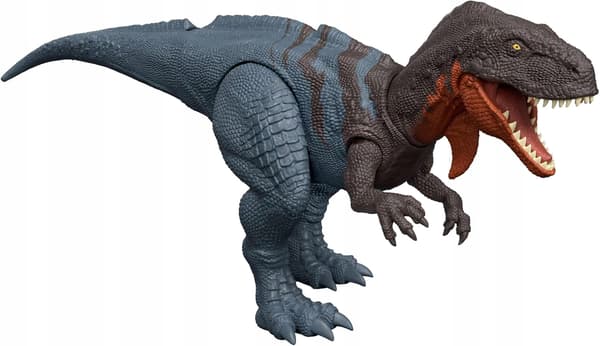 A DINOSAUR FIGURINE WITH A ROAR AND A MULTI-DIRECTIONAL ATTACK FOR PLAY
