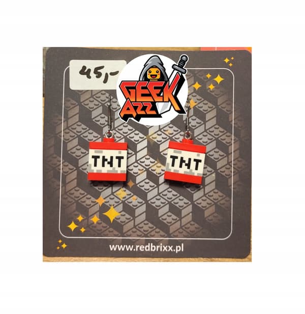 DIY Lego Minecraft TNT earrings made from bricks