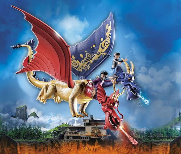 TWO-HEADED DRAGON IRON DRAGON FIGURINES MOVABLE HEADS WINGS