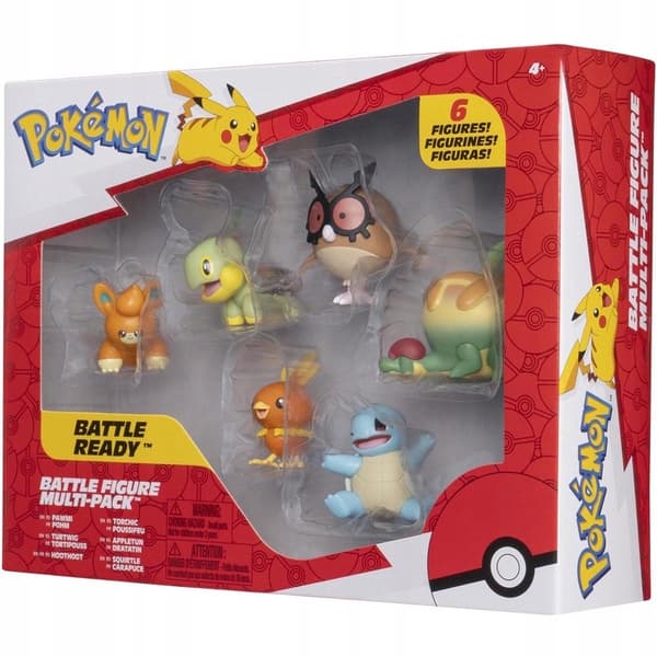 POKEMON 6 Figures: Squirtle, Pawmi, Torchic, Turtwig, Hoothoot, Appltun