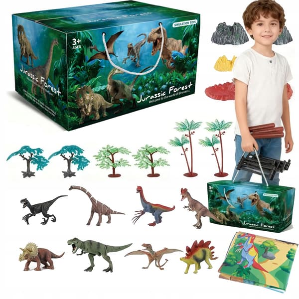 DINOSAUR FIGURINES SET IN A CONTAINER – 30+ PIECES