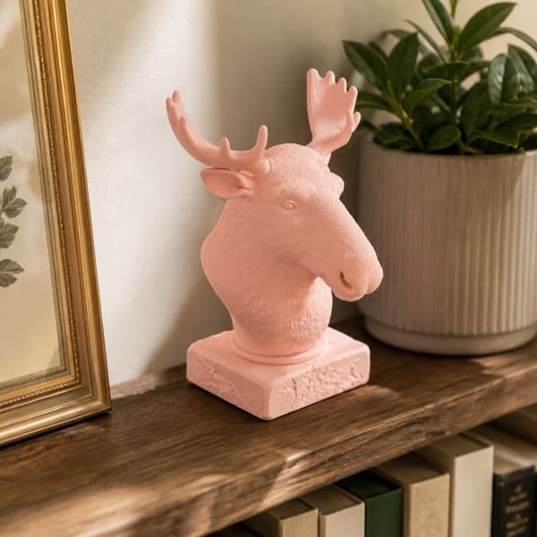 DECORATIVE FIGURINE: MOOSE BUST ON A BASE – MANY COLOURS AVAILABLE
