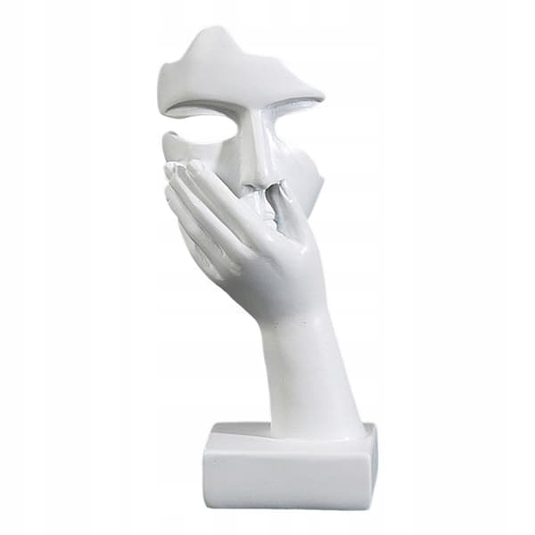 Resin statue: Abstract figure of a thinker, white