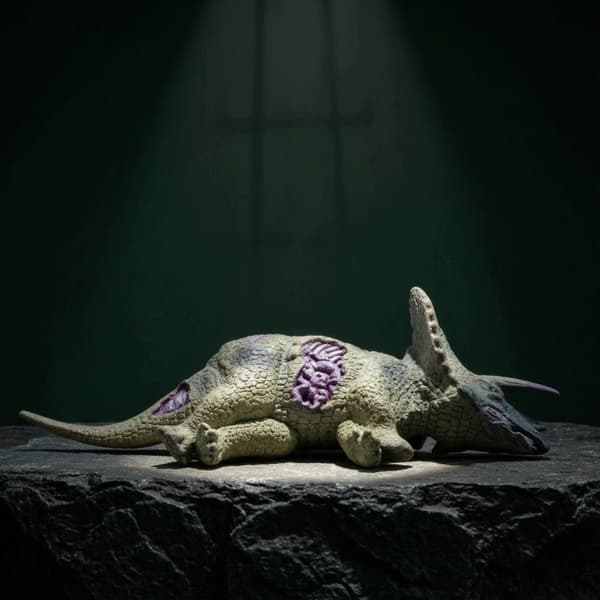 Dinosaur Skeleton Model: A realistic, weathered model of a Stegosaurus skeleton