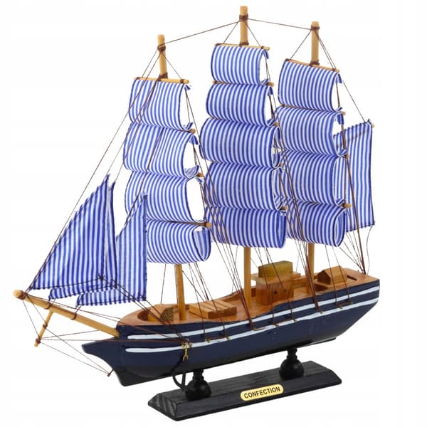 2X Collectors’ Edition Decorative White and Blue Sailing Ship Model 33x31c