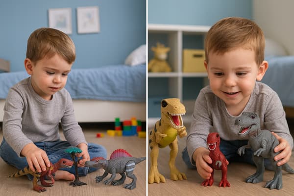 INTERACTIVE DINOSAUR FIGURINES, SET OF 3, SOUND AND LIGHT, T-REX, 22CM
