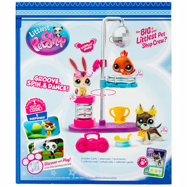 Littlest Pet Shop Disco Night Figure Set, animals + accessories