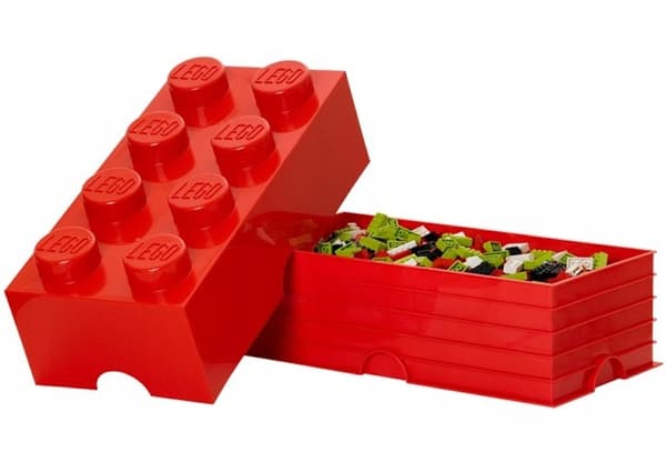 LEGO BRICK STORAGE CONTAINER, 8-BOX SET, LARGE BRICK, 50 CM, RED SORTING BOX