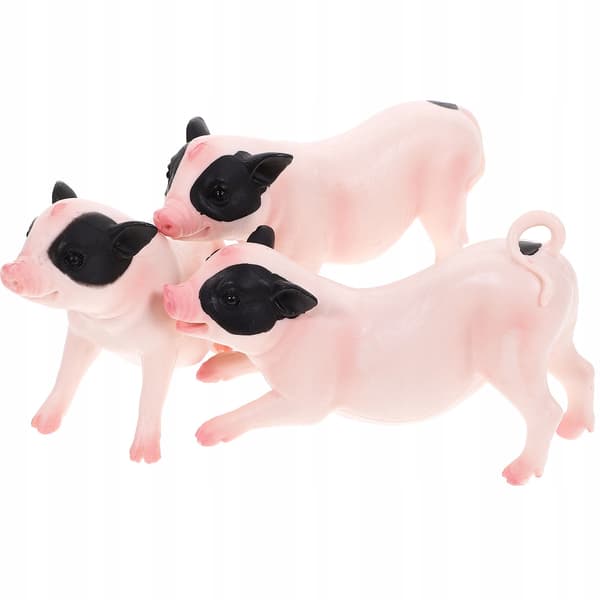3 PVC PIG FIGURINES – REALISTIC DECORATIONS
