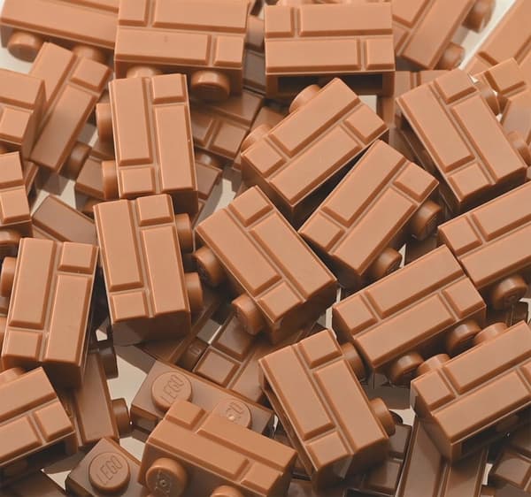 LEGO 1x2 bricks, 100 pieces, 98283, 4656783, wall, light brown, Medium Nougat