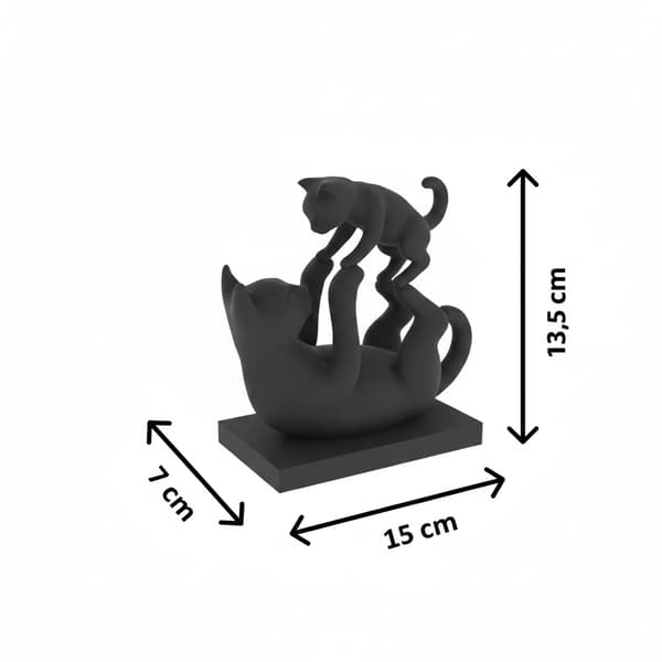 DECORATIVE FIGURINE: CAT WITH KITTEN ON A BASE – MANY COLOURS