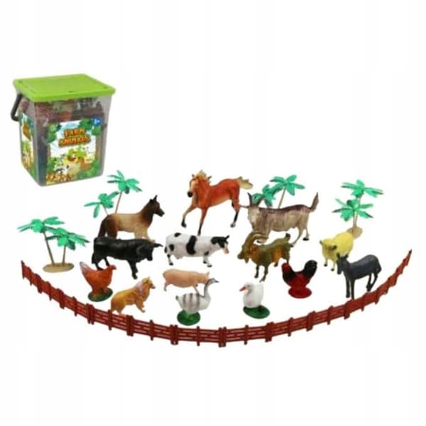 EDUCATIONAL FARM ANIMALS, 14 PIECES + ACCESSORIES