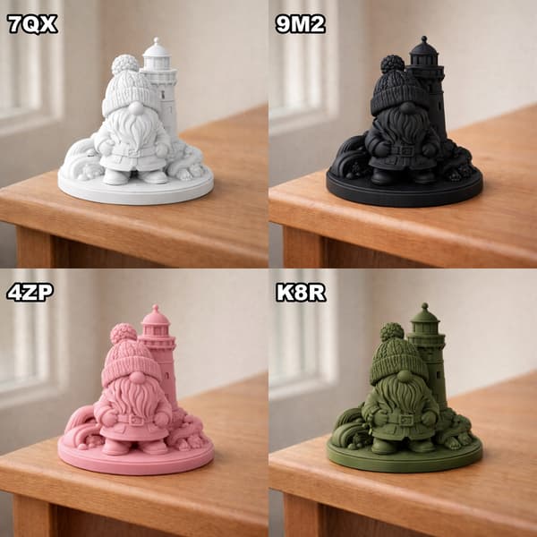 GNOME FIGURINE WITH A LIGHTHOUSE ON A BASE – MANY COLOURS