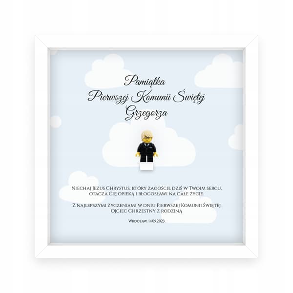 FIRST HOLY COMMUNION FRAME WITH A LEGO MINIFIGURE