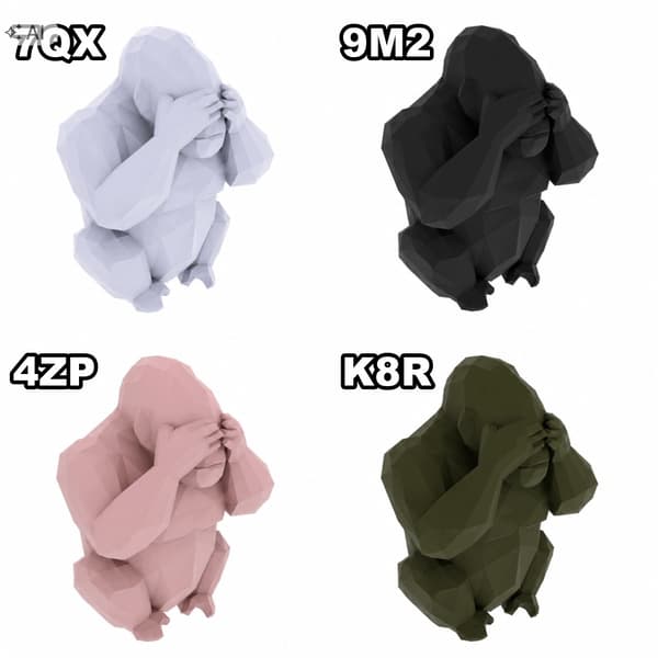 LOW-POLY GORILLA FIGURINE – MODERN SHELF DECORATION – MANY COLOURS