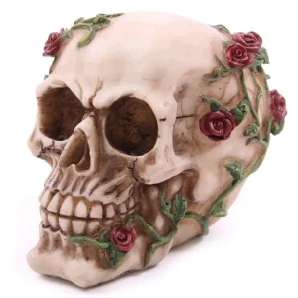 Puckator Skull with Roses Figurine