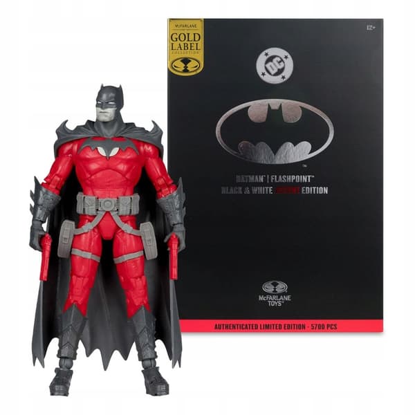 Batman (Flashpoint) Collectible Figure, 18 cm – DC Multiverse (Black and White Edition)