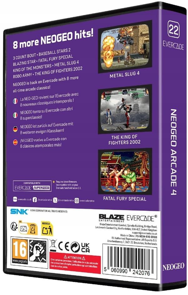 EVERCADE Neogeo Arcade 4 Game Pack