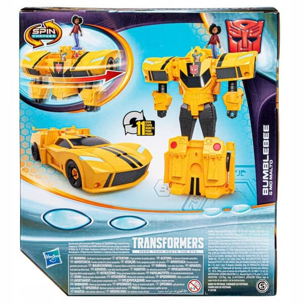 Transformers EarthSpark Bumblebee Spin Changer, Mo Malto figure, ages 6+