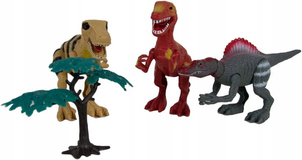 SET OF INTERACTIVE DINOSAUR FIGURINES THAT ROAR – 3 PIECES, 22 CM