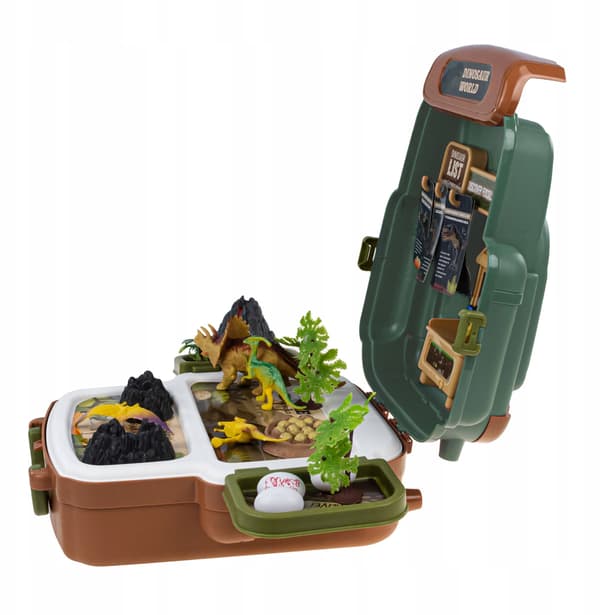 DINOSAURS – LARGE ARCHAEOLOGIST’S SET: XXL FIGURES, EGGS, VOLCANO, SUITCASE AND BACKPACK