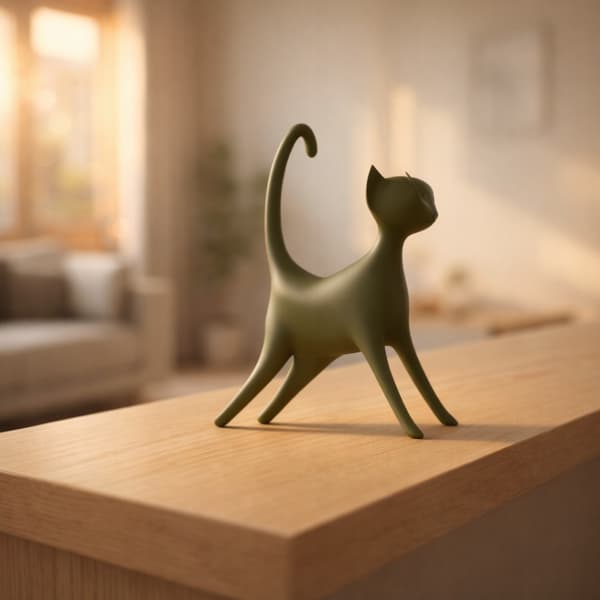 DECORATIVE FIGURINE: MINIMALIST CAT STRETCHING – MANY COLOURS