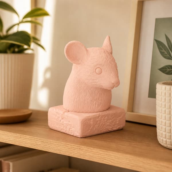Mouse Bust Figurine – Decorative Item on a Square Base – Available in a Wide Range of Colours