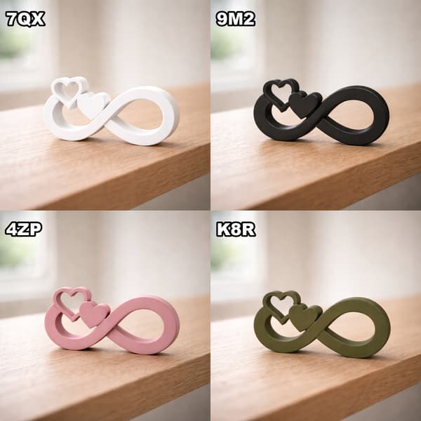 DECORATIVE INFINITY FIGURINE WITH TWO HEARTS – MANY COLOURS
