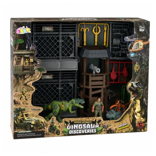 Dinosaur Research Centre Set: Dinosaur Figures, Tower, Cage and Accessories
