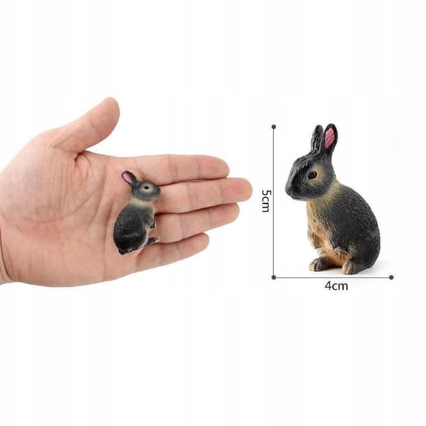 Realistic forest animals: Pet Rabbit Action figurines – black and yellow, crouching