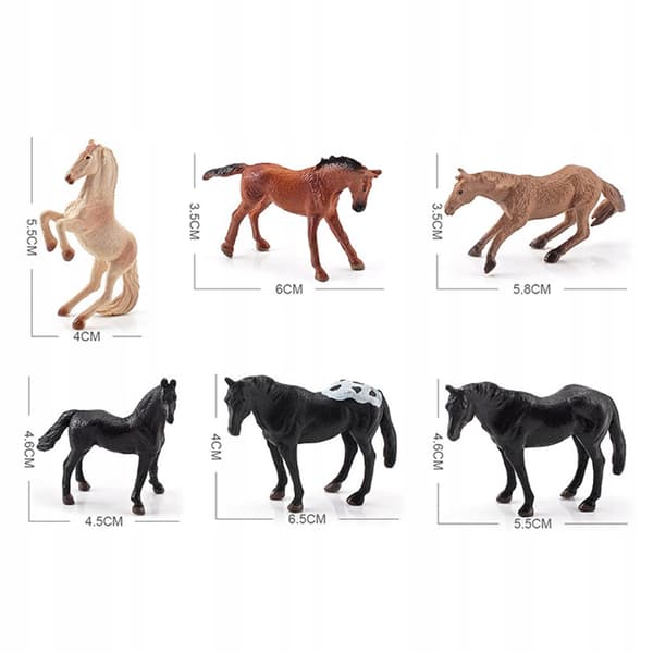 6x Sturdy Horse Figurines, Models, Miniature Simulation, Early Learning A