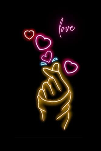 love signNotebook: K-POP – BLACK/NEON Notebook – JOURNAL – Lined Pages – 110