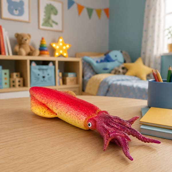Rubber Squid Figurine – Stretchable, Realistic Sea Creature, 14 cm