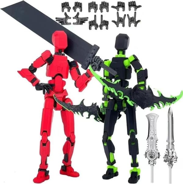 T13 Action Figures: Titan13 Dummy Robot (2-pack). Articulated, 15 cm + Weapons