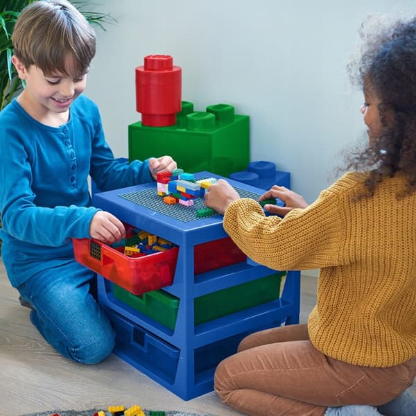 LEGO Round Plastic Container – LEGO Brick Shape, Red, 12 x 18 cm