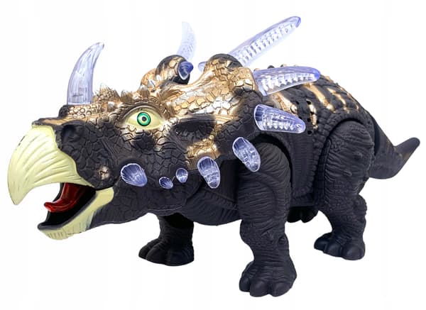 Battery-operated, roaring, walking triceratops toy – large