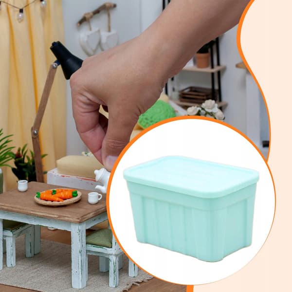 Doll Miniature Mini Organiser Box Stackable Storage Container Model Green