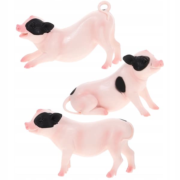 3 PVC PIG FIGURINES – REALISTIC DECORATIONS
