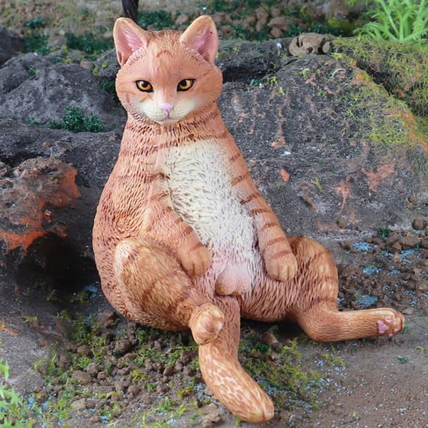 2 COLOURFUL CAT FIGURINES FOR INTERIOR DECORATION